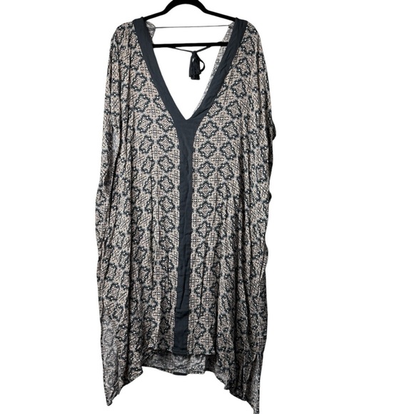 O’Neill Womens M/L Kaftan Tunic Swim Cover Up V-Neck Black Dress Boho Hippie Gyp - Picture 9 of 10